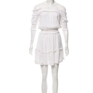 White Cecilie Bahnsen off-the-shoulder mini dress with short sleeves